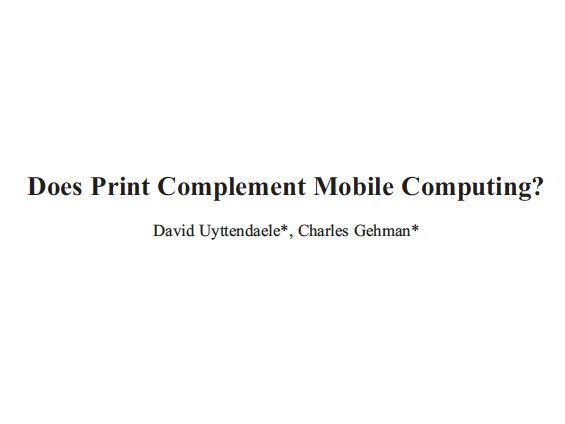 Preview for Does Print Complement Mobile Computing?