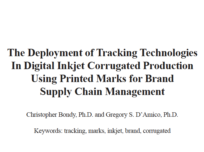 Preview for The Deployment of Tracking Technologies In Digital Inkjet Corrugated Production Using Printed Marks for Brand Supply Chain Management