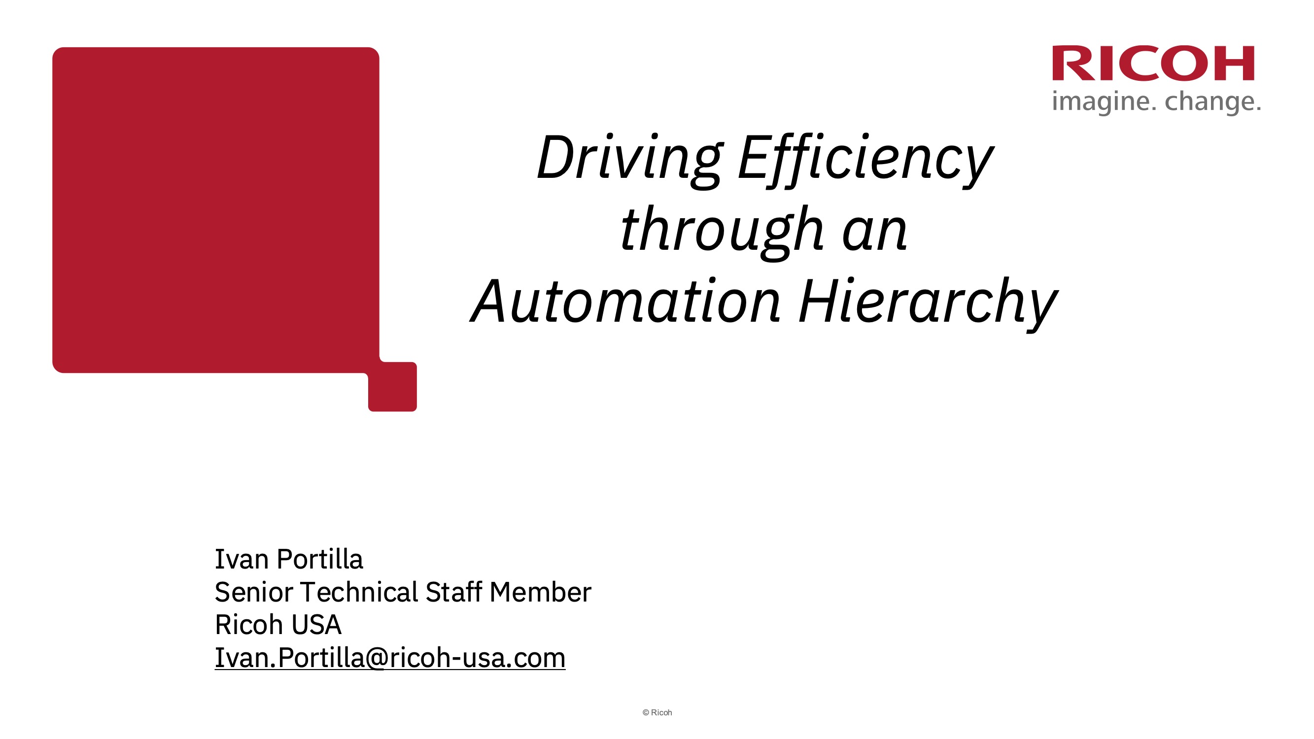 Preview for Driving Efficiency through an Automation Hierarchy